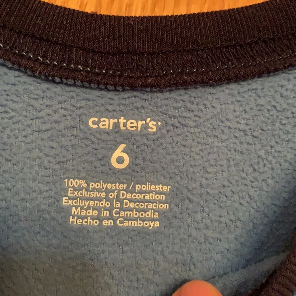 Carter’s boy’s size 6 fleece basketball appliqué themed pullover top shirt blue